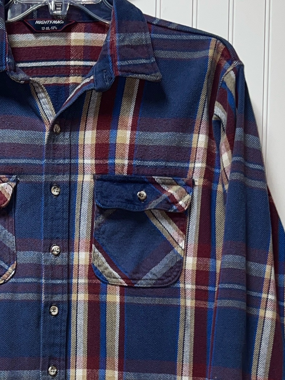 60s Mighty Mac Super Heavyweight Plaid Flannel Shirt XL Vintage